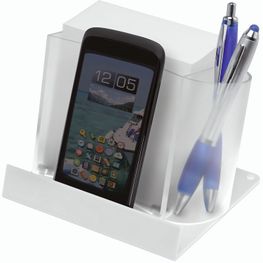 Smartphone-/Tabletständer mit Zettelbox und Köcher