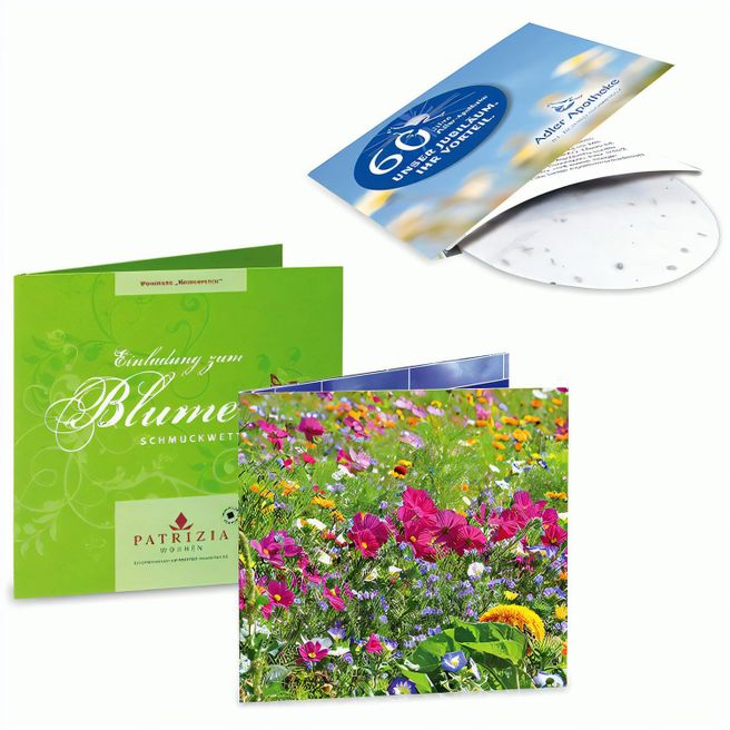 Green-Card mit Samen - Sommerblumenmischung, 4/4-c