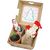 Geschenk-Set Xmas - V4 Tontöpfchen, Schoko-Nikolaus, Backförmchen Tannenbaum und  Steckfigur Schneemann aus Holz-Filz (Bild 1)
