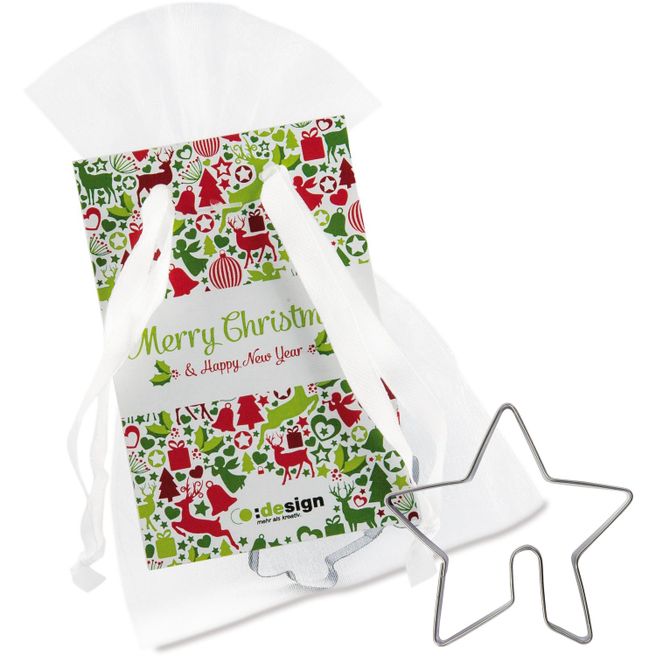 Produktabbildung Tassenbackförmchen im Organzabeutel - Tassen-Stern Tassenbackförmchen im Organzabeutel - Tassen-Stern