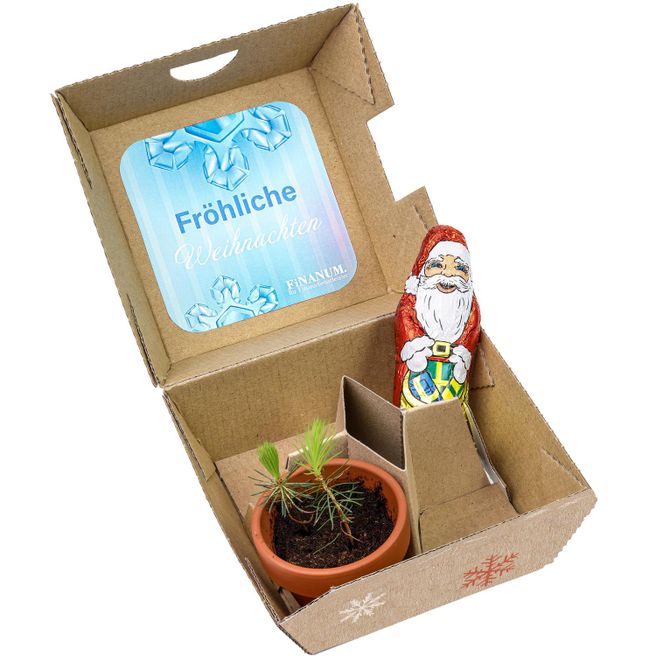 Geschenk-Set Xmas - V1 - Tontöpfchen und Schoko-Nikolaus