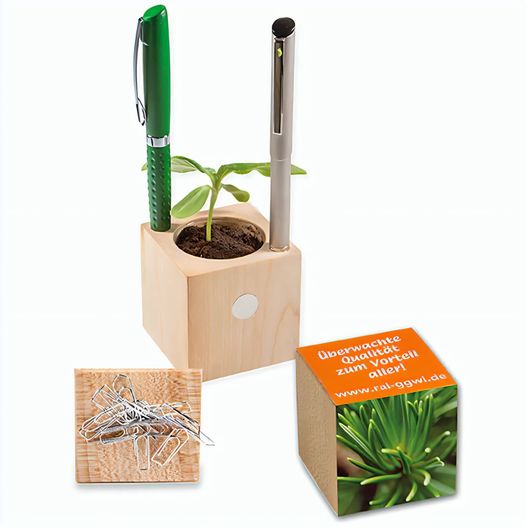 Produktabbildung Pflanz-Holz Büro mit Samen - Fichte, 2 Seiten gelasert Pflanz-Holz Büro mit Samen - Fichte, 2 Seiten gelasert (Bild 1)
