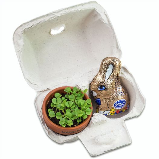 Das Gelbe vom Ei - Duo - mit Tontöpfchen und Schokohase (Bild 1)