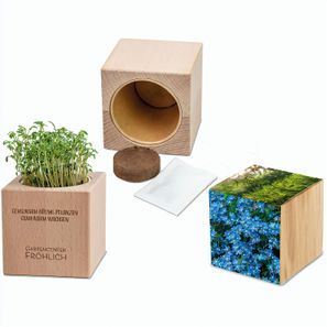 Pflanz-Holz Grande mit Samen - Vergissmeinnicht, 1 Seite gelasert