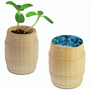 Pflanz-Fässchen mit Samen - Vergissmeinnicht, Lasergravur