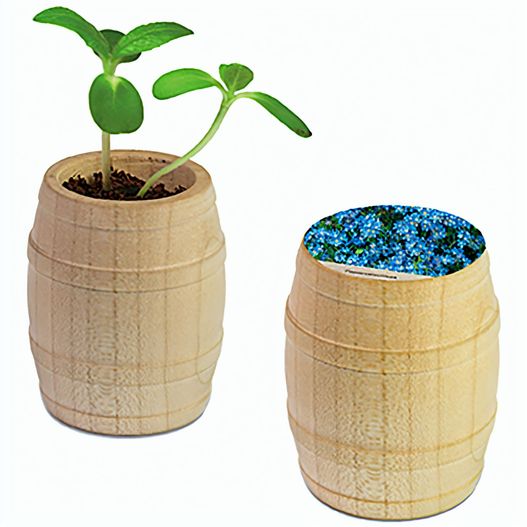 Pflanz-Fässchen mit Samen - Vergissmeinnicht, Lasergravur (Bild 1)