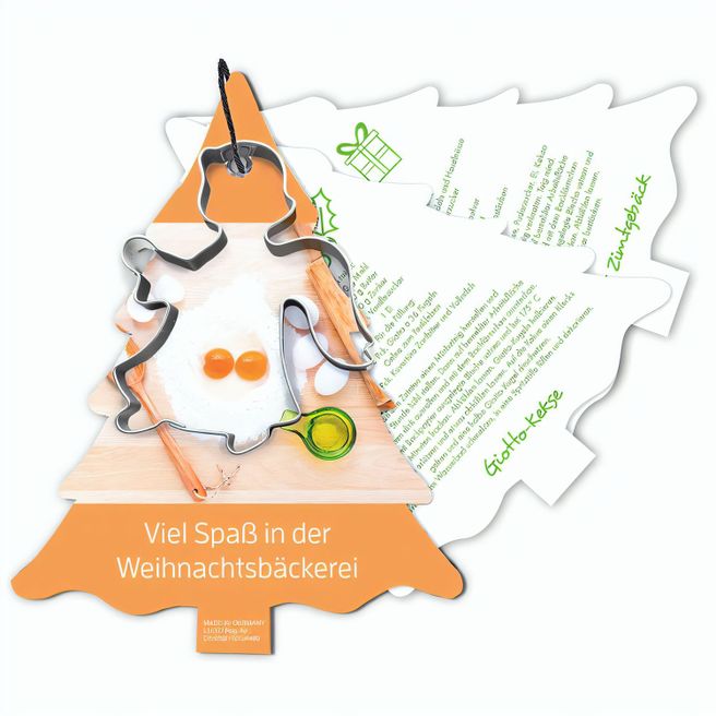 Backförmchen mit Rezeptblock Tannenbaum - Engel