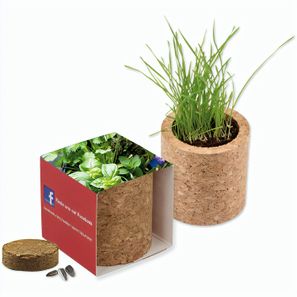 Pflanz-Kork rund mit Samen - Kräutermischung, Lasergravur