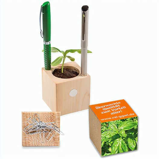 Produktabbildung Pflanz-Holz Büro mit Samen - Basilikum Pflanz-Holz Büro mit Samen - Basilikum (Bild 1)