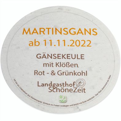 Samenpapier Bierdeckel - rund, Druck 4/0-C