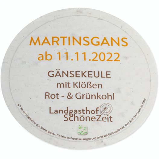 Samenpapier Bierdeckel - rund, Druck 4/0-C (Bild 1)