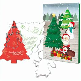 Backförmchen mit Rezeptblock Tannenbaum - Engel - in weihnachtlicher Mappe (neutral)