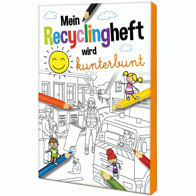 Malbuch / Mal-Set A6 - Recycling - Malset mit 1-c Logoeindruck