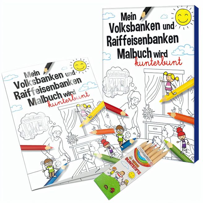 Malbuch / Mal-Set A6 - Volksbanken&Raiffeisenbanken - Malset neutral