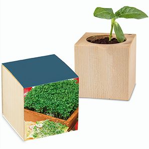 Pflanz-Holz mit Samen - Gartenkresse, 2 Seiten gelasert