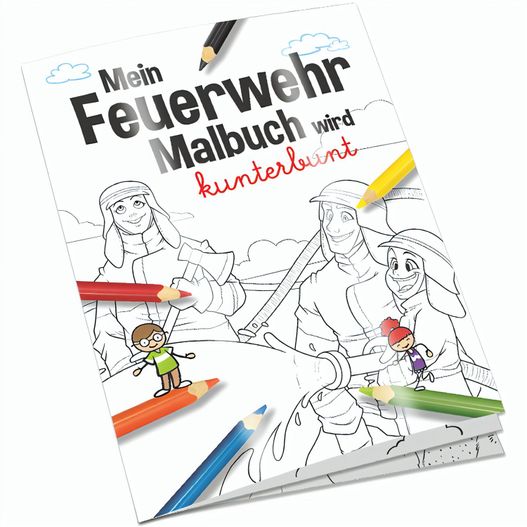 Malbuch / Mal-Set A6 - Feuerwehr - Malbuch mit 2-c Logoeindruck (Bild 1)