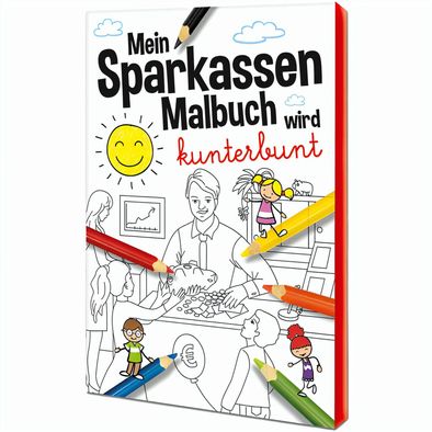 Malbuch / Mal-Set A6 - Sparkassen - Malset mit 1-c Logoeindruck