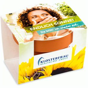 Logo-Töpfchen Komplettbanderole mit Samen - Thymian