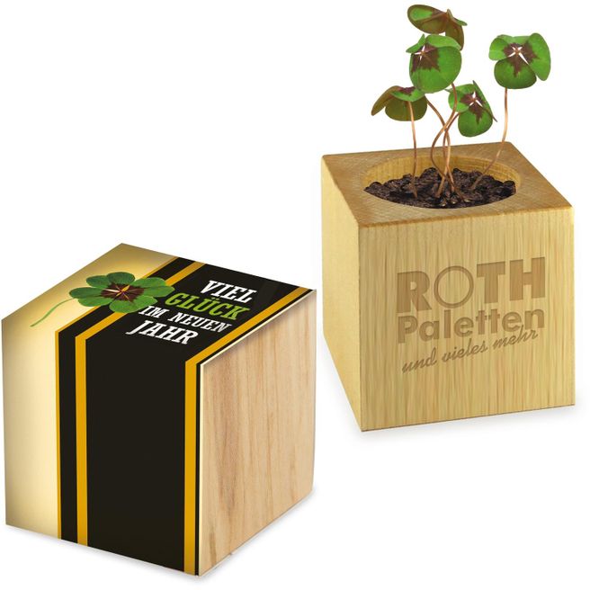 Produktabbildung Pflanz-Holz - Standardmotiv - Glücksklee - 1 Seite gelasert (* Je nach Verfügbarkeit der Glücksklee-Zwiebeln) Pflanz-Holz - Standardmotiv - Glücksklee - 1 Seite gelasert (* Je nach Verfügbarkeit der Glücksklee-Zwiebeln)