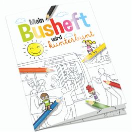 Malbuch / Mal-Set A6 - Bus - Malbuch mit 2-c Logoeindruck