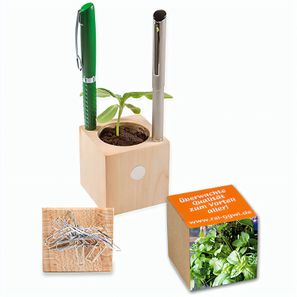 Pflanz-Holz Büro mit Samen - Kräutermischung
