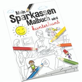 Malbuch / Mal-Set A6 - Sparkassen - Malbuch mit 2-c Logoeindruck