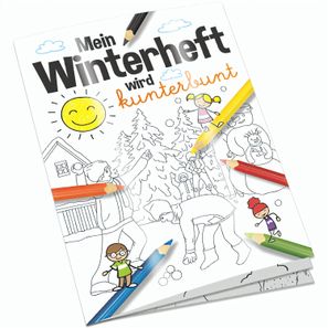 Malbuch / Mal-Set A6 - Winter - Malbuch mit 1-c Logoeindruck