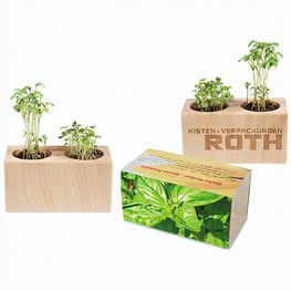 Pflanz-Holz 2er Set mit Samen - Basilikum