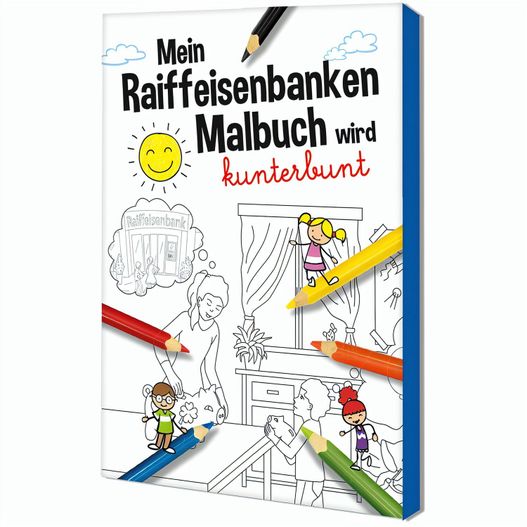 Malbuch / Mal-Set A6 - Raiffeisenbanken - Malset mit individuellen Vorder- und Rückseiten (Bild 1)