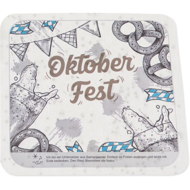 Samenpapier Bierdeckel - eckig, Druck 4/0-c