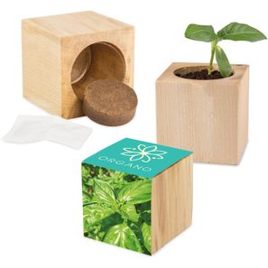 Pflanz-Holz Maxi mit Samen - Basilikum, 1 Seite gelasert