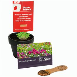 Pflanz-Stick mit Samen - Sommerblumenmischung, 1 Seite gelasert