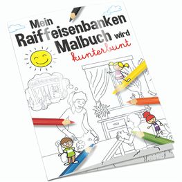 Malbuch / Mal-Set A6 - Raiffeisenbanken - Malbuch mit individueller Vorder- und Rückseite