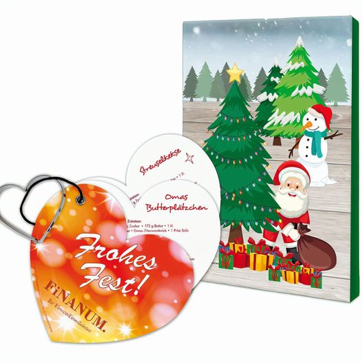 Backförmchen mit Rezeptblock Weihnachtsherz - in weihnachtlicher Mappe (neutral) (Bild 1)