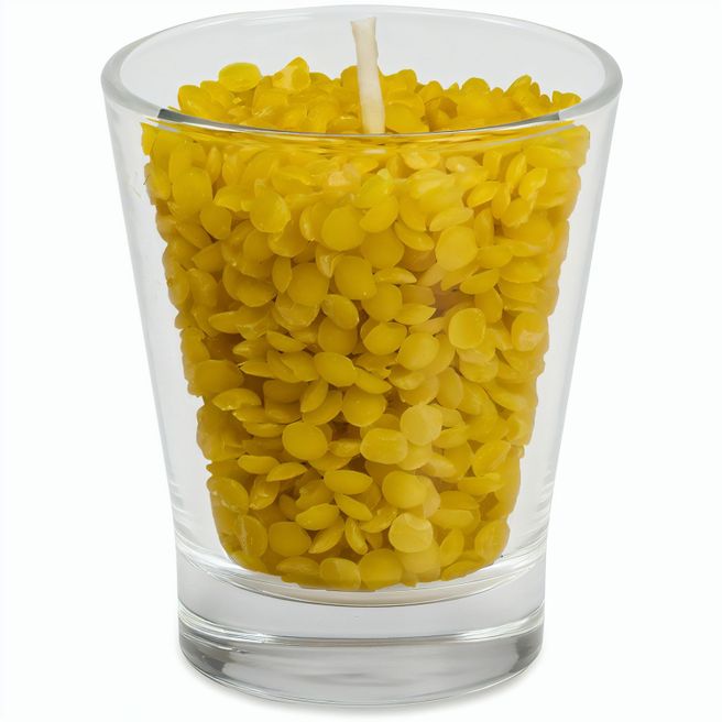 Kerzenglas mit Bienenwachsgranulat