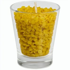 Kerzenglas mit Bienenwachsgranulat