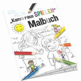 Produktabbildung Malbuch / Mal-Set A6 - Komm-raus-spielen - Malbuch mit individueller Vorder- und Rückseite Malbuch / Mal-Set A6 - Komm-raus-spielen - Malbuch mit individueller Vorder- und Rückseite