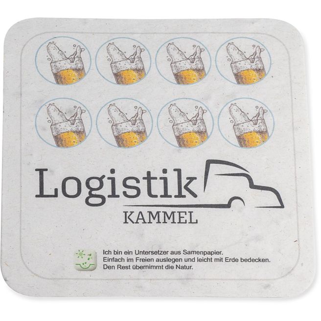 Samenpapier Bierdeckel - eckig, Druck 4/4-c