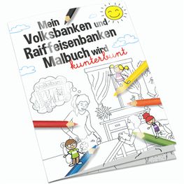 Malbuch / Mal-Set A6 - Volksbanken&Raiffeisenbanken - Malbuch mit individueller Vorder- und Rückseite