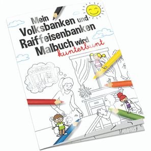 Malbuch / Mal-Set A6 - Volksbanken&Raiffeisenbanken - Malbuch mit individueller Vorder- und Rückseite