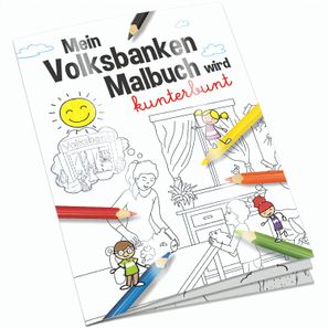 Malbuch / Mal-Set A6 - Volksbanken - Malbuch mit 1-c Logoeindruck
