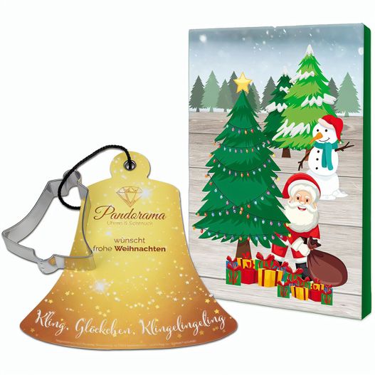 Backförmchen mit Rezeptblock Glocke - in weihnachtlicher Mappe (neutral) (Bild 1)