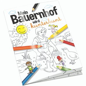 Malbuch / Mal-Set A6 - Bauernhof - Malbuch mit 2-c Logoeindruck