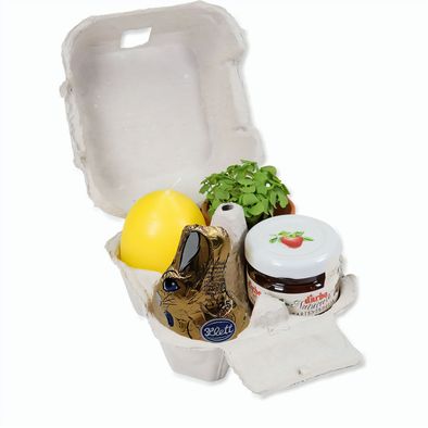 Produktabbildung Das Gelbe vom Ei - mit Tontöpfchen, Eierkerze, Marmelade und Schokohase Das Gelbe vom Ei - mit Tontöpfchen, Eierkerze, Marmelade und Schokohase