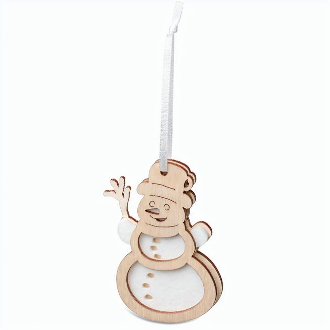 Holz-Filz Anhänger - Schneemann in Werbetüte