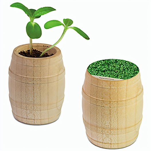 Pflanz-Fässchen mit Samen - Gartenkresse, Lasergravur (Bild 1)