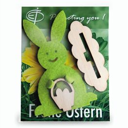 Steckfigur Hase in Werbekarte - Hase mit Lasergravur