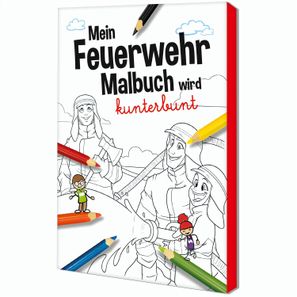Malbuch / Mal-Set A6 - Feuerwehr - Malset mit 1-c Logoeindruck