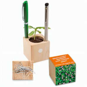 Pflanz-Holz Büro mit Samen - Persischer Klee, 1 Seite gelasert