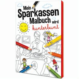 Malbuch / Mal-Set A6 - Sparkassen - Malset mit 2-c Logoeindruck